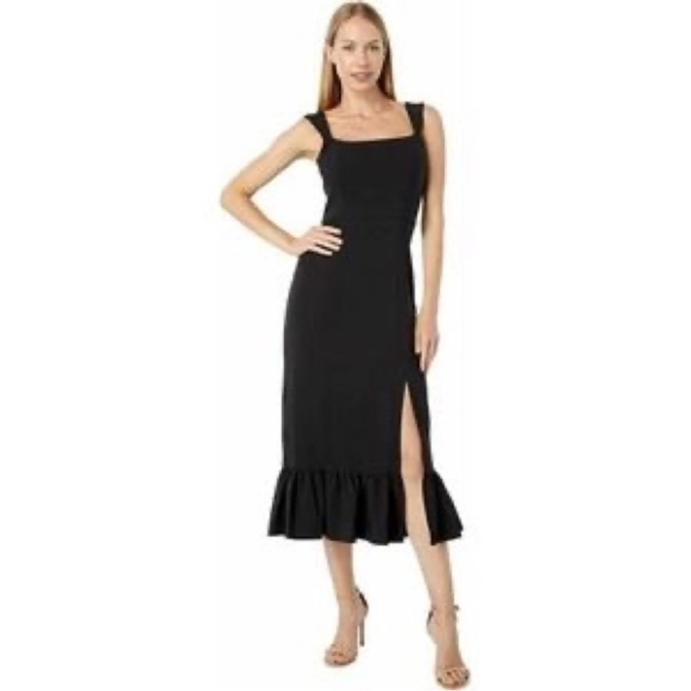 Laundry By Shelli Segal Black Midi Ruffle Dress size 2